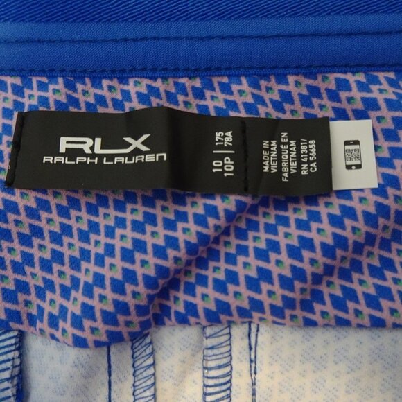 RLX Ralph Lauren Golf Pants Women's Size 10 Blue Diamond Print Stretch - Picture 7 of 11